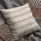 Coastal Island Linen Texture Background, Sandy Beige & Grey Stripes, Neutral Decor Pillow Cover