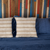 Coastal Island Linen Texture Background, Sandy Beige & Grey Stripes, Neutral Decor Pillow Cover