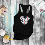 Disney Retro Mickey Head Patriotic Stars America Tank/ 4th Of July Summer USA 250 Anniversary Women Top
