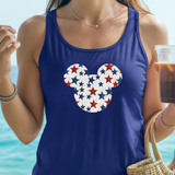 Disney Retro Mickey Head Patriotic Stars America Tank/ 4th Of July Summer USA 250 Anniversary Women Top