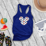 Disney Retro Mickey Head Patriotic Stars America Tank/ 4th Of July Summer USA 250 Anniversary Women Top