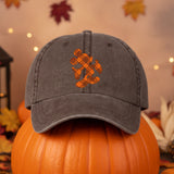 Disney Mickey Autumn Hat/ Pumpkin Spice Orange Brown Plaid Mickey Mouse Fall Baseball Adjustable Hat