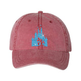 Disney Mickey Mouse Glitter Blue Cinderella’s Castle Hat/ Disney Baseball Cap