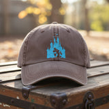 Disney Mickey Mouse Glitter Blue Cinderella’s Castle Hat/ Disney Baseball Cap