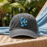 Disney Hawaiian Hat/ Mickey Mouse Blue Hibiscus Tropical Baseball Hat/ Disney Luau Island Ocean Blue Hibiscus Adjustable Cap