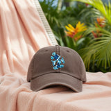 Disney Hawaiian Hat/ Mickey Mouse Blue Hibiscus Tropical Baseball Hat/ Disney Luau Island Ocean Blue Hibiscus Adjustable Cap