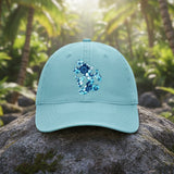 Disney Hawaiian Hat/ Mickey Mouse Blue Hibiscus Tropical Baseball Hat/ Disney Luau Island Ocean Blue Hibiscus Adjustable Cap