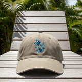 Disney Hawaiian Hat/ Mickey Mouse Blue Hibiscus Tropical Baseball Hat/ Disney Luau Island Ocean Blue Hibiscus Adjustable Cap