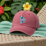 Disney Hawaiian Hat/ Mickey Mouse Blue Hibiscus Tropical Baseball Hat/ Disney Luau Island Ocean Blue Hibiscus Adjustable Cap