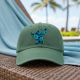 Disney Polynesian Stitch Hat/ Stitch Blue Hibiscus Tropical Baseball Hat/ Luau Island Blue Floral Vacation Adjustable Cap