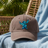 Disney Polynesian Stitch Hat/ Stitch Blue Hibiscus Tropical Baseball Hat/ Luau Island Blue Floral Vacation Adjustable Cap