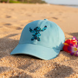 Disney Polynesian Stitch Hat/ Stitch Blue Hibiscus Tropical Baseball Hat/ Luau Island Blue Floral Vacation Adjustable Cap