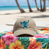 Disney Polynesian Stitch Hat/ Stitch Blue Hibiscus Tropical Baseball Hat/ Luau Island Blue Floral Vacation Adjustable Cap
