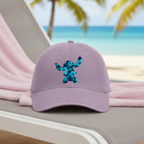 Disney Polynesian Stitch Hat/ Stitch Blue Hibiscus Tropical Baseball Hat/ Luau Island Blue Floral Vacation Adjustable Cap