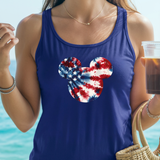 Disney Retro Mickey Head Tie Dye Stars And Stripes America Tank/ 4th Of July Summer USA Flag 250 Anniversary Women Top