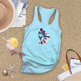 Disney Retro Mickey Mouse Tie Dye Stars And Stripes America Tank/ 4th Of July Summer USA Flag 250 Anniversary Women Top