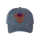 Disney Minnie Halloween Hat/ Orange Purple Glitter Minnie Mouse Fall Baseball Adjustable Cap