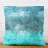 Nautical Watercolor Dolphins Aqua Ombre Ocean Wave Swirls Beach Décor/ Coastal Beach Pillow Cover