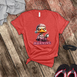 Funny Good Morning Grumpy Duck With Coffee And Pajamas