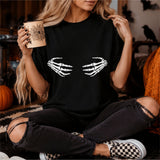 Halloween Groping Skeleton Hands On Boobs Funny Party Costume T-Shirt
