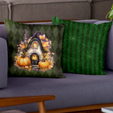 Halloween Pillow/ Gothic Fall Fairy Cottage Green Argyle Decor