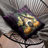 Halloween Pillow/ Gothic Fall Fairy Cottage Purple Argyle Decor