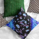 Halloween Pillow Cover/ Boo Glam Blue And Purple Ghosts, Witch Hat, Pumpkins, Moon And Stars