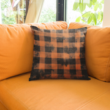 Halloween Pillow Cover/ Black And Orange Spooky Grunge Buffalo Plaid Decor