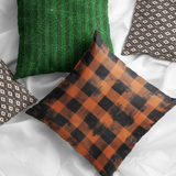 Halloween Pillow Cover/ Black And Orange Spooky Grunge Buffalo Plaid Decor