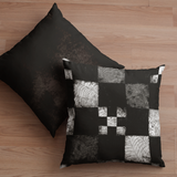 Halloween Pillow Cover/ Black And White Checkered And Spider Web Grunge Decor
