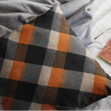 Halloween Pillow Cover/ Black, Orange, Gray And White Grunge Plaid Decor