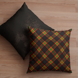 Halloween Pillow Cover/ Black, Orange, Green And Purple Tartan Plaid Decor