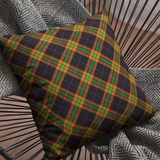 Halloween Pillow Cover/ Black, Orange, Green And Purple Tartan Plaid Decor
