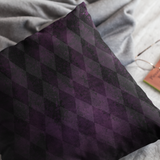 Halloween Pillow Cover/ Purple And Black Argyle Pattern Gothic Grunge Decor
