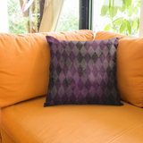 Halloween Pillow Cover/ Purple And Black Argyle Pattern Gothic Grunge Decor