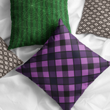 Halloween Pillow Cover/ Purple And Black Diagonal Buffalo Plaid Decor