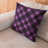 Halloween Pillow Cover/ Purple And Black Diagonal Buffalo Plaid Decor