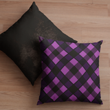 Halloween Pillow Cover/ Purple And Black Diagonal Buffalo Plaid Decor