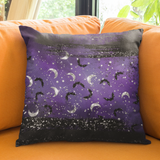 Halloween Pillow Cover/ Purple Glam White And Black Moons Decor