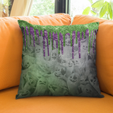 Halloween Pillow Cover/ Spooky Ghosts With Green And Purple Glam Drips Decor