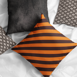 Halloween Throw Pillow Cover/ Orange And Black Diagonal Stripe Decor