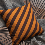 Halloween Throw Pillow Cover/ Orange And Black Diagonal Stripe Decor