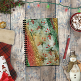 Christmas Journal/ Holiday Floral Ephemeral Red, Green, Gold Glam Notebook/ Diary Gift