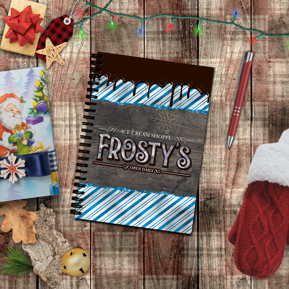 Christmas Journal/ Holiday Frosty's Ice Cream Shoppe Chocolate Drips Notebook/ Diary Gift