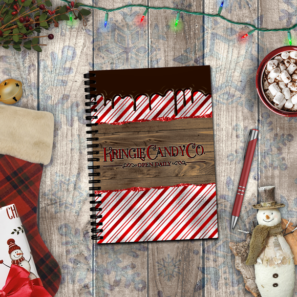 Christmas Journal/  Holiday Kringle Candy Company Peppermint Striped Chocolate Drips Notebook/ Diary Gift