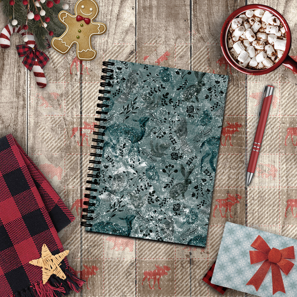 Christmas Journal/ Holiday Vintage Ephemeral Blue Winter Woodland Animals Notebook/ Diary Gift