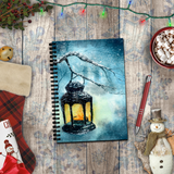 Christmas Journal/ Holiday Watercolor Winter Snow Lantern Notebook/ Diary Gift