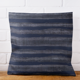 Indigo Blue Stripes Nautical Beach Theme Linen Texture Watercolor Design, Coastal Home Decor Pillow Cover