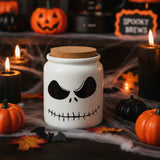 Jack Skellington Halloween Jar/ Nightmare Before Christmas Ceramic Creamer/ Sugar/ Spice/ Apothecary Jar With Cork Lid Kitchen Gift