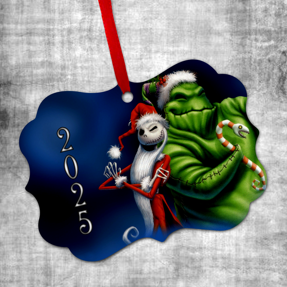 Nightmare Before Christmas Ornament/ Disney Oogie Boogie And Jack Skellington Holiday Ornament/ 2025 Christmas Gift Tag